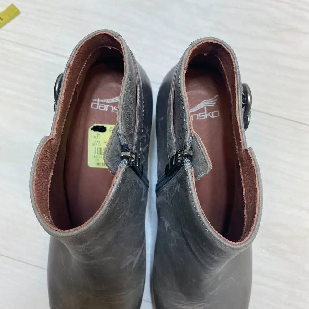 Dansko Perry Ankle‎ Boots Women's Size 9.5 Burnished Gray Waterproof Side Zip